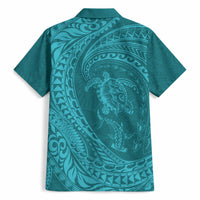 Hawaiian Turtle and Shark Hawaiian Shirt Kakau Tribal with Polynesian Pattern Turquoise Color LT03 - Polynesian Pride