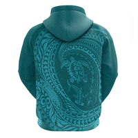 Hawaiian Turtle and Shark Hoodie Kakau Tribal with Polynesian Pattern Turquoise Color LT03 - Polynesian Pride