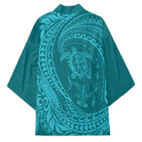 Hawaiian Turtle and Shark Kimono Kakau Tribal with Polynesian Pattern Turquoise Color LT03 - Polynesian Pride