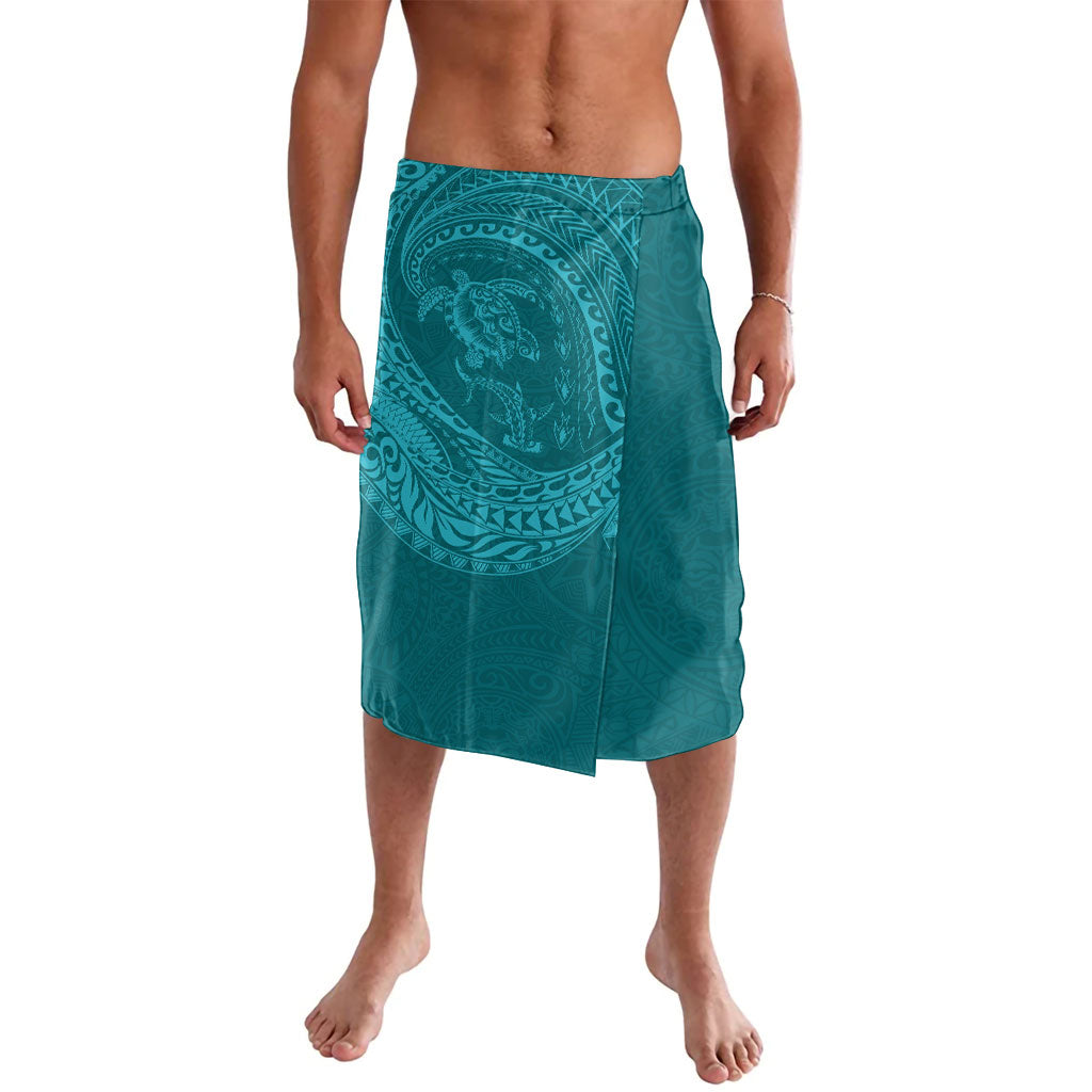 Hawaiian Turtle and Shark Lavalava Kakau Tribal with Polynesian Pattern Turquoise Color LT03 Turquoise - Polynesian Pride