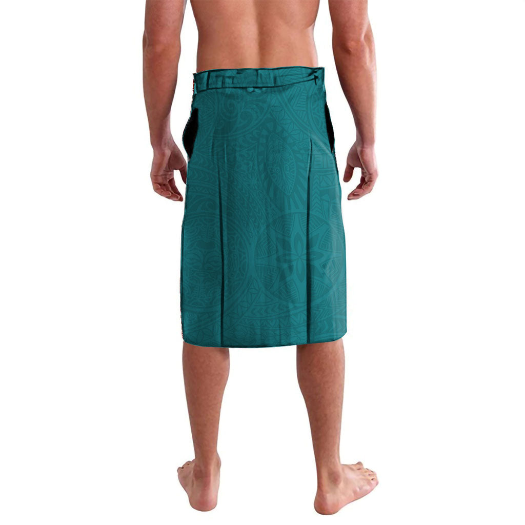 Hawaiian Turtle and Shark Lavalava Kakau Tribal with Polynesian Pattern Turquoise Color LT03 - Polynesian Pride