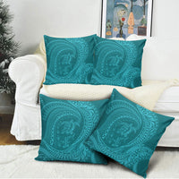Hawaiian Turtle and Shark Pillow Cover Kakau Tribal with Polynesian Pattern Turquoise Color LT03 - Polynesian Pride