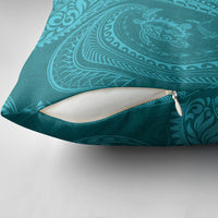 Hawaiian Turtle and Shark Pillow Cover Kakau Tribal with Polynesian Pattern Turquoise Color LT03 - Polynesian Pride
