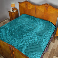 Hawaiian Turtle and Shark Quilt Kakau Tribal with Polynesian Pattern Turquoise Color LT03 - Polynesian Pride