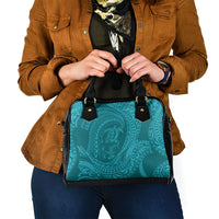 Hawaiian Turtle and Shark Shoulder Handbag Kakau Tribal with Polynesian Pattern Turquoise Color LT03 - Polynesian Pride