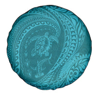 Hawaiian Turtle and Shark Spare Tire Cover Kakau Tribal with Polynesian Pattern Turquoise Color LT03 - Polynesian Pride