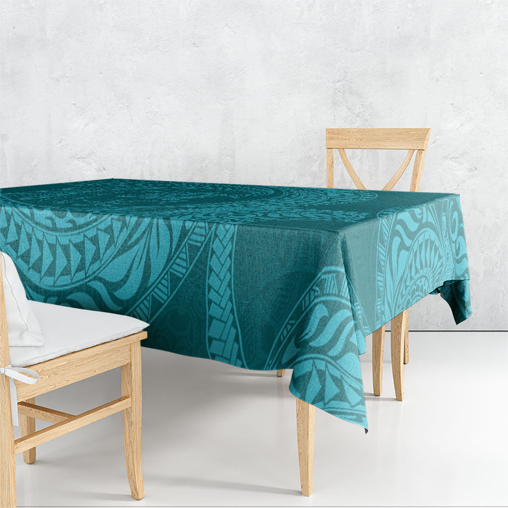 Hawaiian Turtle and Shark Tablecloth Kakau Tribal with Polynesian Pattern Turquoise Color LT03 - Polynesian Pride