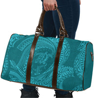 Hawaiian Turtle and Shark Travel Bag Kakau Tribal with Polynesian Pattern Turquoise Color LT03 - Polynesian Pride