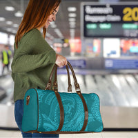 Hawaiian Turtle and Shark Travel Bag Kakau Tribal with Polynesian Pattern Turquoise Color LT03 - Polynesian Pride