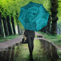 Hawaiian Turtle and Shark Umbrella Kakau Tribal with Polynesian Pattern Turquoise Color LT03 - Polynesian Pride