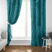 Hawaiian Turtle and Shark Window Curtain Kakau Tribal with Polynesian Pattern Turquoise Color LT03 - Polynesian Pride