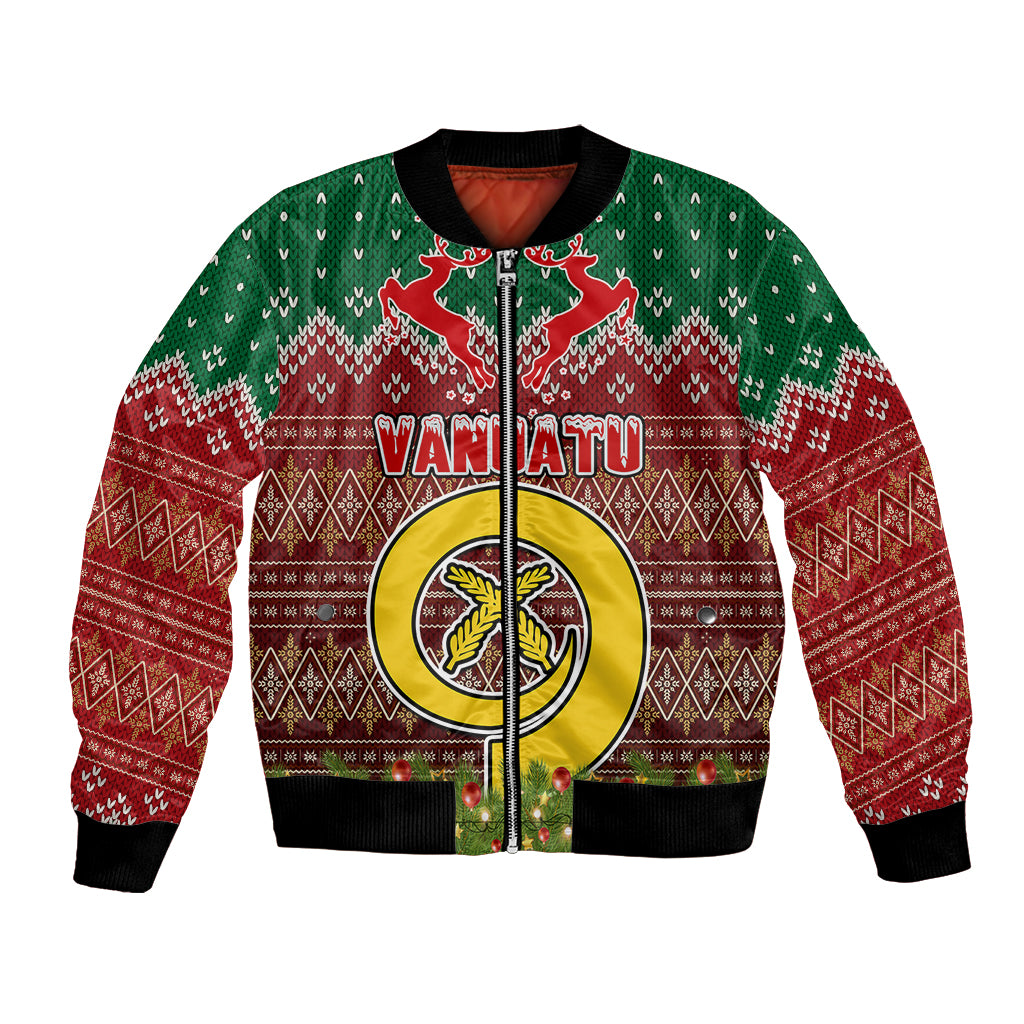 Vanuatu Christmas Bomber Jacket Pig Tusk Beautiful Merry Xmas Snowflake LT03 Unisex Red - Polynesian Pride
