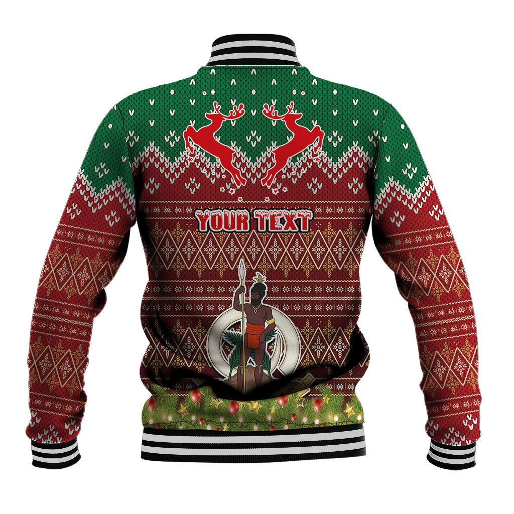 Personalised Vanuatu Christmas Baseball Jacket Pig Tusk Beautiful Merry Xmas Snowflake LT03 - Polynesian Pride