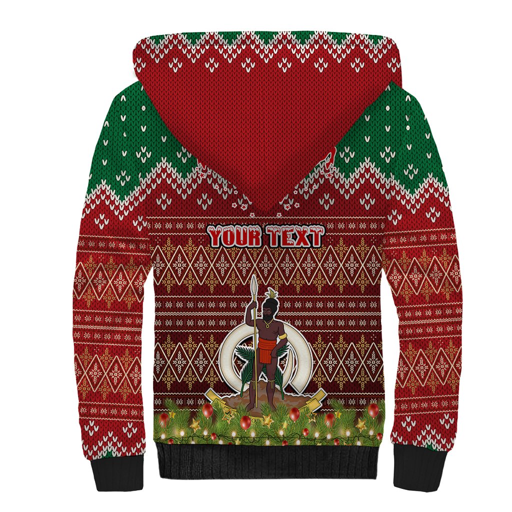 Personalised Vanuatu Christmas Sherpa Hoodie Pig Tusk Beautiful Merry Xmas Snowflake LT03 - Polynesian Pride