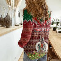 Personalised Vanuatu Christmas Women Casual Shirt Pig Tusk Beautiful Merry Xmas Snowflake LT03 - Polynesian Pride