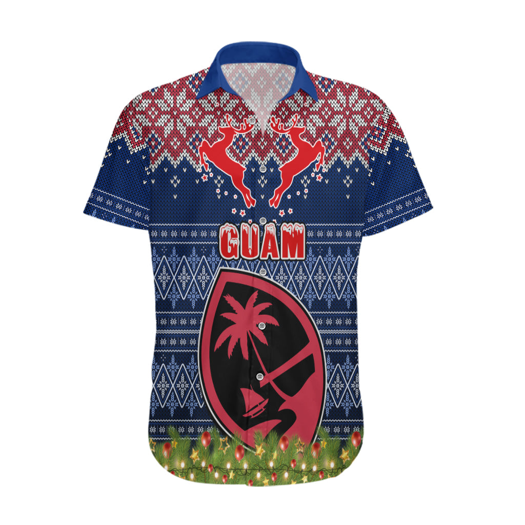 Guam Christmas Hawaiian Shirt Chamorro Guam Tattoos Beautiful Merry Xmas Snowflake LT03 Blue - Polynesian Pride