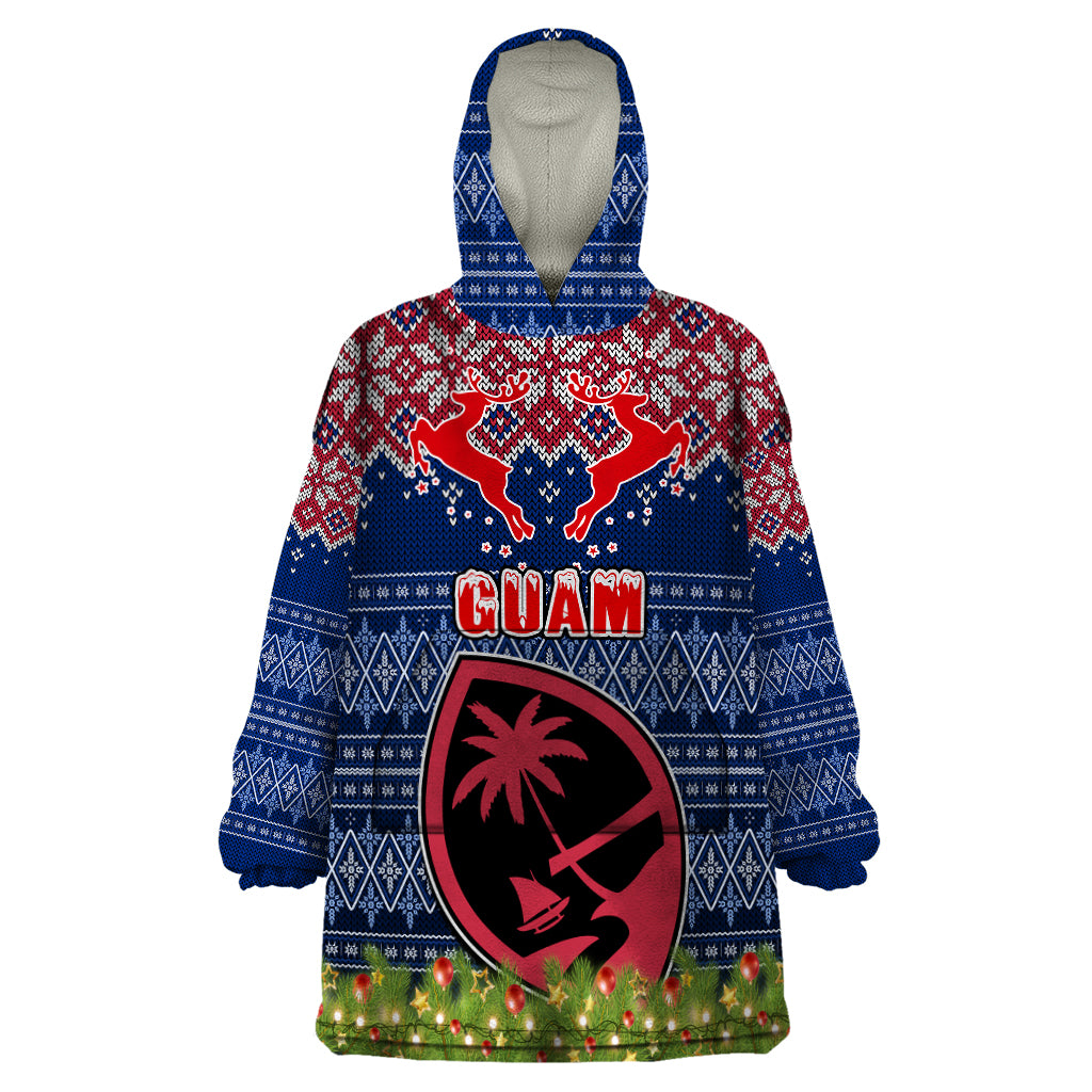 Guam Christmas Wearable Blanket Hoodie Chamorro Guam Tattoos Beautiful Merry Xmas Snowflake LT03 One Size Blue - Polynesian Pride