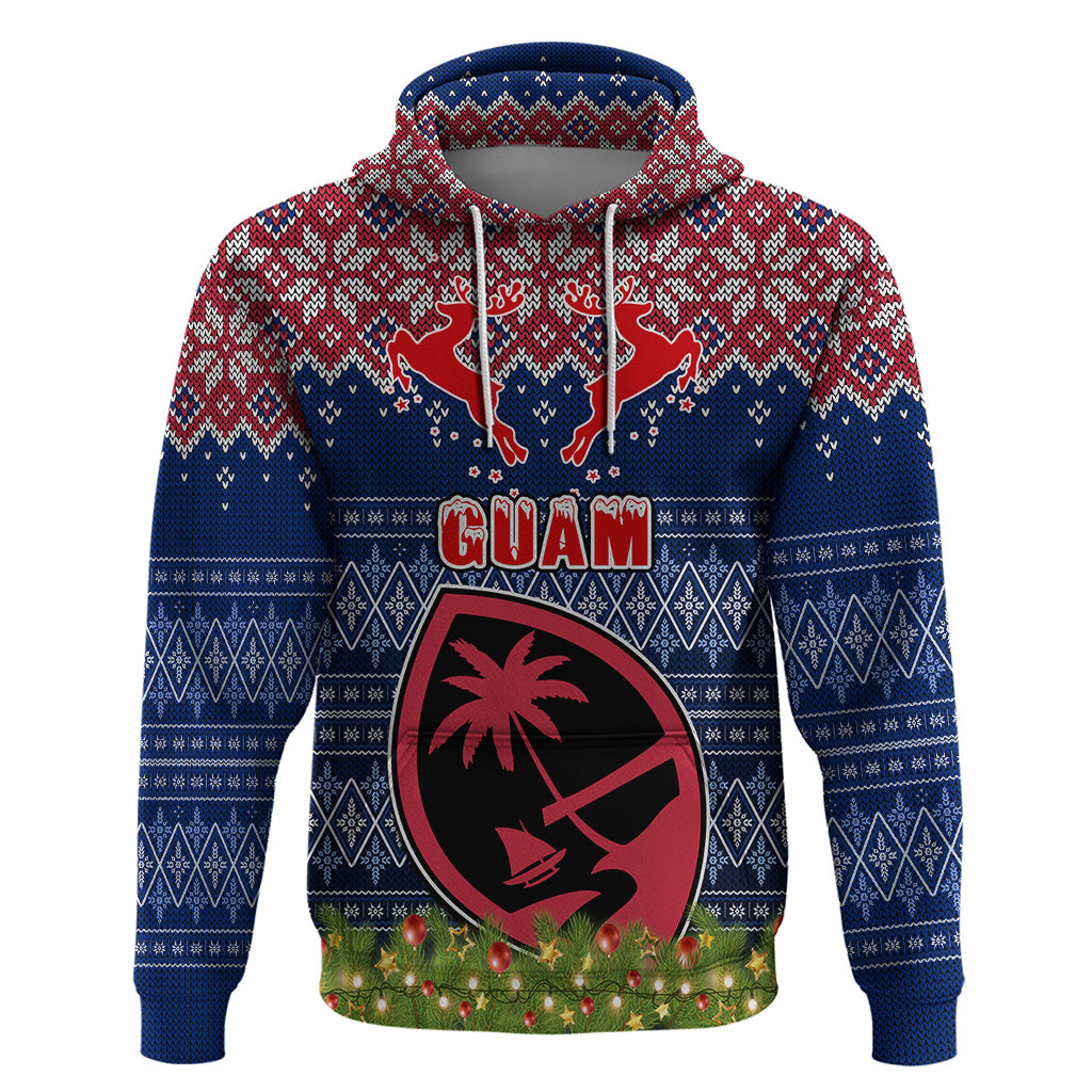 Personalised Guam Christmas Hoodie Chamorro Guam Tattoos Beautiful Merry Xmas Snowflake LT03 Blue - Polynesian Pride