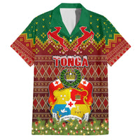 Tonga Christmas Family Matching Long Sleeve Bodycon Dress and Hawaiian Shirt Coat of Arms and Map Beautiful Merry Xmas Snowflake LT03 Dad's Shirt - Short Sleeve Red - Polynesian Pride