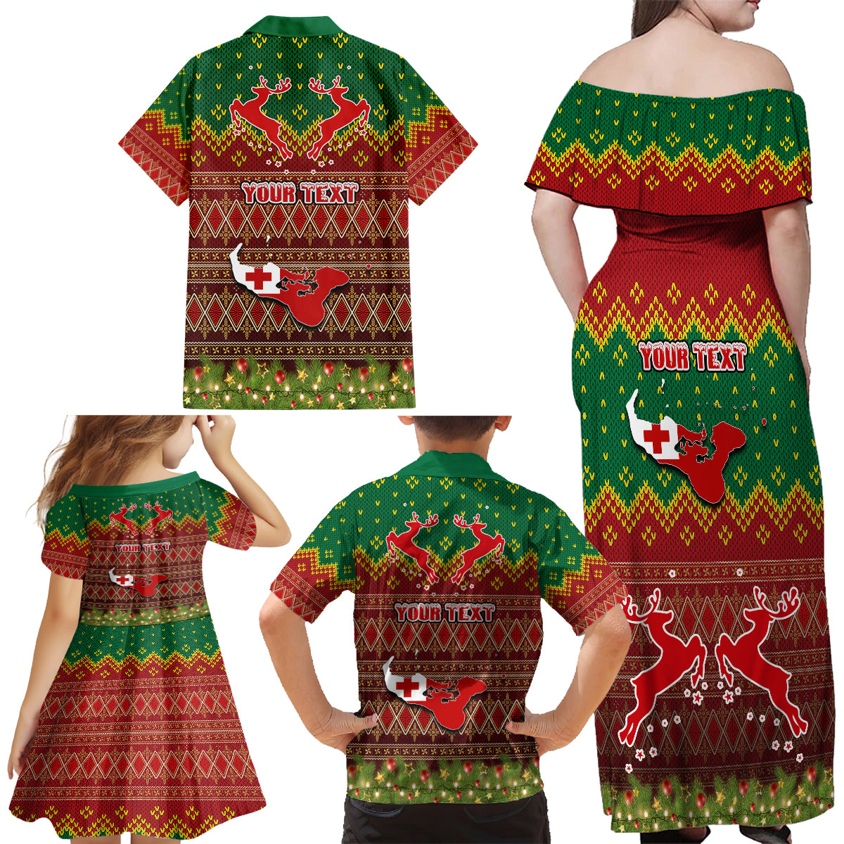 Personalised Tonga Christmas Family Matching Off Shoulder Maxi Dress and Hawaiian Shirt Coat of Arms and Map Beautiful Merry Xmas Snowflake LT03 - Polynesian Pride