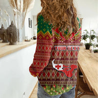 Personalised Tonga Christmas Women Casual Shirt Coat of Arms and Map Beautiful Merry Xmas Snowflake LT03 - Polynesian Pride