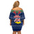 Niue Christmas Off Shoulder Short Dress Coat of Arms and Map Beautiful Merry Xmas Snowflake LT03 - Polynesian Pride