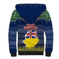 Niue Christmas Sherpa Hoodie Coat of Arms and Map Beautiful Merry Xmas Snowflake LT03 - Polynesian Pride