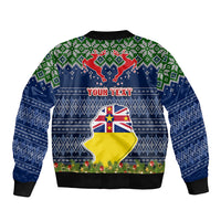 Personalised Niue Christmas Bomber Jacket Coat of Arms and Map Beautiful Merry Xmas Snowflake LT03 - Polynesian Pride