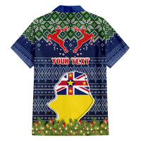 Personalised Niue Christmas Family Matching Off Shoulder Short Dress and Hawaiian Shirt Coat of Arms and Map Beautiful Merry Xmas Snowflake LT03 - Polynesian Pride