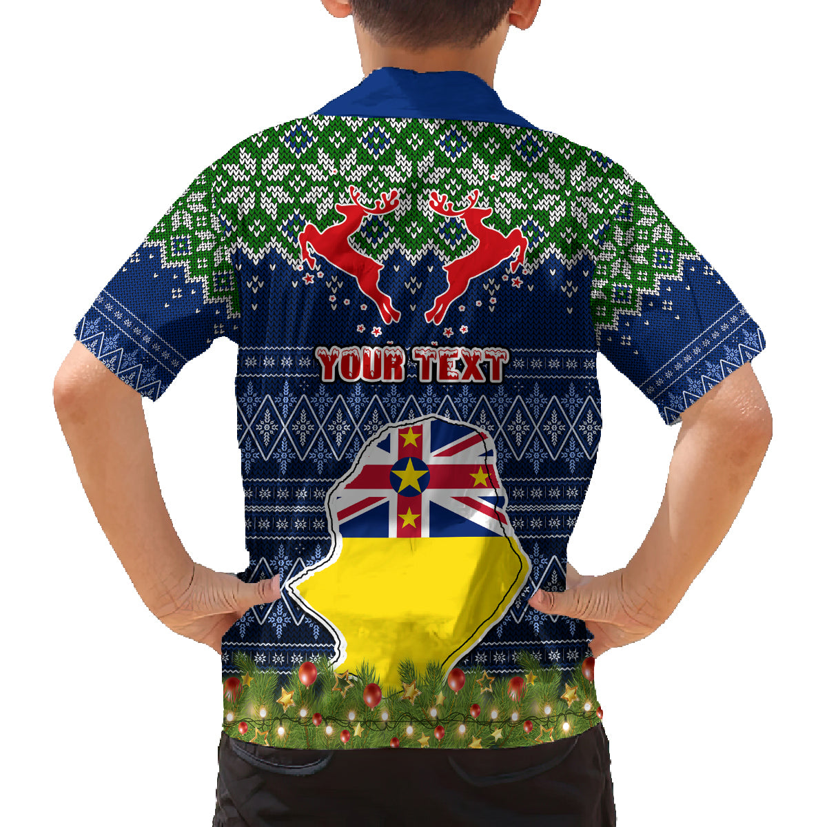 Personalised Niue Christmas Kid Hawaiian Shirt Coat of Arms and Map Beautiful Merry Xmas Snowflake LT03 - Polynesian Pride