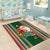 Kiribati Christmas Area Rug Santa With Gift Bag Behind Ribbons Seamless Green Maori LT03 - Polynesian Pride