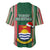 Kiribati Christmas Baseball Jersey Santa With Gift Bag Behind Ribbons Seamless Green Maori LT03 - Polynesian Pride