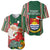 Kiribati Christmas Baseball Jersey Santa With Gift Bag Behind Ribbons Seamless Green Maori LT03 - Polynesian Pride