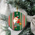 Kiribati Christmas Ceramic Ornament Santa With Gift Bag Behind Ribbons Seamless Green Maori LT03 - Polynesian Pride