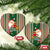 Kiribati Christmas Ceramic Ornament Santa With Gift Bag Behind Ribbons Seamless Green Maori LT03 - Polynesian Pride