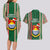 Kiribati Christmas Couples Matching Long Sleeve Bodycon Dress and Hawaiian Shirt Santa With Gift Bag Behind Ribbons Seamless Green Maori LT03 - Polynesian Pride