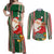 Kiribati Christmas Couples Matching Off Shoulder Maxi Dress and Long Sleeve Button Shirts Santa With Gift Bag Behind Ribbons Seamless Green Maori LT03 Green - Polynesian Pride