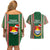 Kiribati Christmas Couples Matching Off Shoulder Short Dress and Hawaiian Shirt Santa With Gift Bag Behind Ribbons Seamless Green Maori LT03 - Polynesian Pride