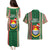 Kiribati Christmas Couples Matching Puletasi Dress and Hawaiian Shirt Santa With Gift Bag Behind Ribbons Seamless Green Maori LT03 - Polynesian Pride