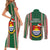 Kiribati Christmas Couples Matching Short Sleeve Bodycon Dress and Long Sleeve Button Shirts Santa With Gift Bag Behind Ribbons Seamless Green Maori LT03 - Polynesian Pride