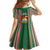 Kiribati Christmas Family Matching Long Sleeve Bodycon Dress and Hawaiian Shirt Santa With Gift Bag Behind Ribbons Seamless Green Maori LT03 - Polynesian Pride