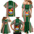 Kiribati Christmas Family Matching Mermaid Dress and Hawaiian Shirt Santa With Gift Bag Behind Ribbons Seamless Green Maori LT03 - Polynesian Pride