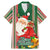 Kiribati Christmas Family Matching Mermaid Dress and Hawaiian Shirt Santa With Gift Bag Behind Ribbons Seamless Green Maori LT03 Dad's Shirt - Short Sleeve Green - Polynesian Pride