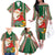 Kiribati Christmas Family Matching Off Shoulder Long Sleeve Dress and Hawaiian Shirt Santa With Gift Bag Behind Ribbons Seamless Green Maori LT03 - Polynesian Pride