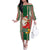 Kiribati Christmas Family Matching Off Shoulder Long Sleeve Dress and Hawaiian Shirt Santa With Gift Bag Behind Ribbons Seamless Green Maori LT03 Mom's Dress Green - Polynesian Pride