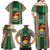 Kiribati Christmas Family Matching Off Shoulder Maxi Dress and Hawaiian Shirt Santa With Gift Bag Behind Ribbons Seamless Green Maori LT03 - Polynesian Pride