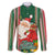 Kiribati Christmas Family Matching Puletasi Dress and Hawaiian Shirt Santa With Gift Bag Behind Ribbons Seamless Green Maori LT03 Dad's Shirt - Long Sleeve Green - Polynesian Pride