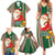 Kiribati Christmas Family Matching Summer Maxi Dress and Hawaiian Shirt Santa With Gift Bag Behind Ribbons Seamless Green Maori LT03 - Polynesian Pride