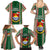 Kiribati Christmas Family Matching Summer Maxi Dress and Hawaiian Shirt Santa With Gift Bag Behind Ribbons Seamless Green Maori LT03 - Polynesian Pride