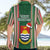 Kiribati Christmas Hawaiian Shirt Santa With Gift Bag Behind Ribbons Seamless Green Maori LT03 - Polynesian Pride